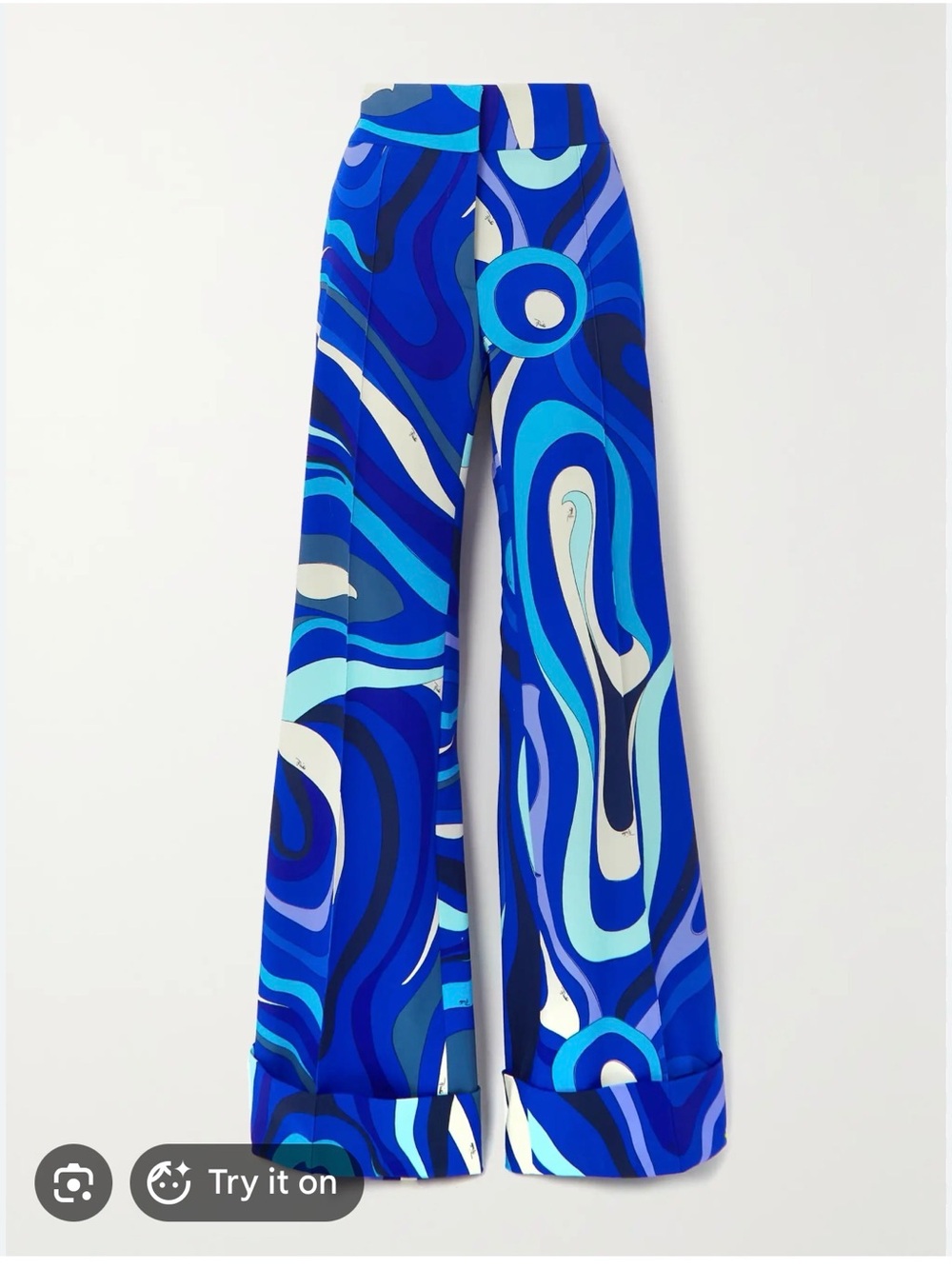 Emilio Pucci Blue Multi Swirl Wide-Leg Trousers